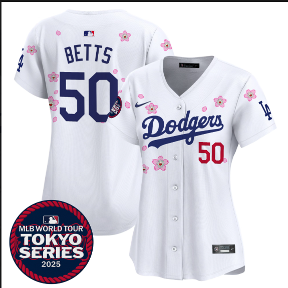 Women Los Angeles Dodgers 50 Betts Tokyo Series 2025 white Limited Stitched Jersey